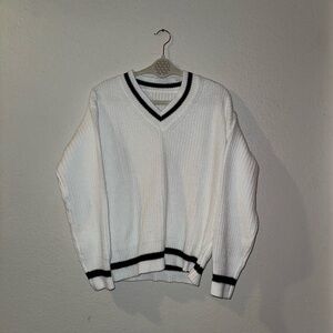 White and navy light sweater